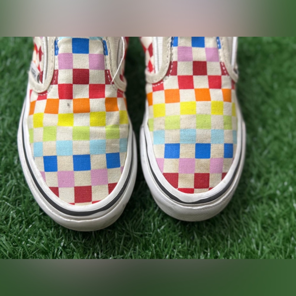 Vans Kids Multicolor Checkered Slip-On Shoes Size 13 - Picture 8 of 10